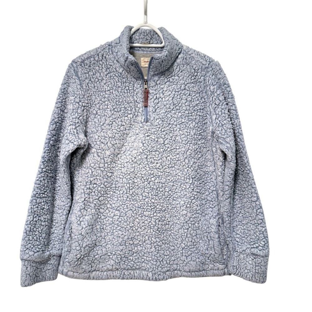 Weatherproof Vintage Pullover Blue Excellent Faux Fur Sherpa 1/4 Zip Women M